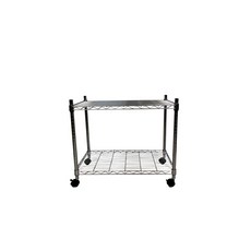 菁炭元素 45X75X60CM 二層收納式鐵力士架 波浪架 鐵架 收納架 置物架 電器架 展示架 貨架 層架, 1個, 附輪子