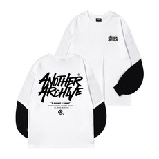 브랜드정품 어나더 아카이브 ANOTHER ARCHIVE 레이어드 그래피티 로고 롱슬리브_화이트블랙 342020