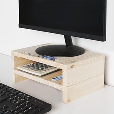 원목 모니터 받침대 선반 1단 2단 수납 거치대, 미니 2단 원목 모니터 받침대-삼나무
