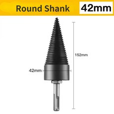 몽이몰 호환 목재 스플리터 드릴 해머 드릴기 32424550MM 장작 스퀘어라운드육각 섕크 비트 스플릿 드릴링 도구, 42mm Round Shank, 42mm Round Shank