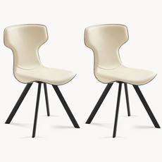 이탈리아식 안장가죽 식탁 의자 책상의자 화장대의자 회전가능, 화이트x2p