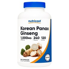 nutricost 韓國無麩質紅蔘膠囊 1000mg, 240顆, 1罐