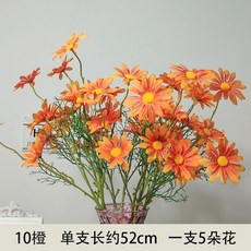 拍照道具小雛菊花束 仿真花 野餐用品 幹花 ins 小清新花藝 畢業季, 10支橘色雛菊（50朵花）, 1個