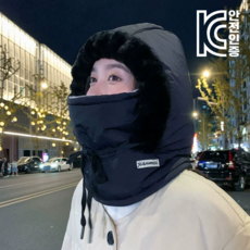 레츠굿 패딩 방한모자, 블랙, 1개