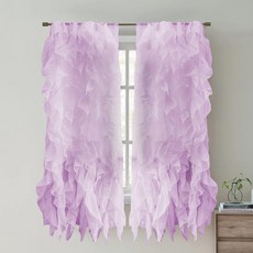Sweet Home COLLECTION 컬렉션 2팩 창문 패널 시어 보일 수직 러플 폭포 커튼 243.8cm x 127cm(96 50인치) 화이트