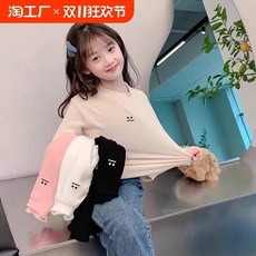 賣場優選新款可愛童裝女童內搭衣女童打底衫秋冬款半高領2025新款兒童上衣德絨加厚中大童內搭T恤