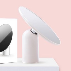 도이아 모던 마그네틱 360도 회전 탈부착 탁상 거울 2개입 1세트, 화이트 라운드