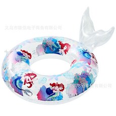 成人亮片透明游泳圈 造型腋下圈 水上玩具, 1個, 純透明亮片美人魚,70#5-9歲 20.0-35.0公斤