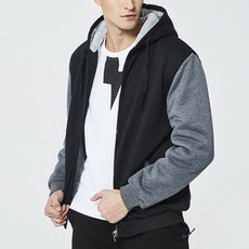 Bellbes 男款刷毛配色連帽拉鍊外套 1180