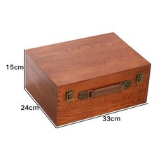 원목사진보관함 잠금 상자 정리함 단단한 대형 나무 복고풍 데스크탑 파일 추억, 1개, M. 특대형 중앙 손잡이 없음