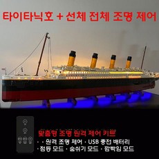 타이타닉레고 블록 조립 대형 선박 크루즈 유람선 여객선 장난감, 고급 타이타닉 + 조명