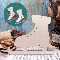 Art Hobby Craft 麋鹿花圈掛板，簡約風格居家裝飾，牆面門窗掛飾，清新活力生活品味, 聖誕溜冰靴, 1個