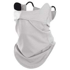 哆哆購 涼感防曬面罩 透氣運動騎行面罩, 淺灰【冰絲掛耳款】,L（適合面圍50-57cm）, 1個