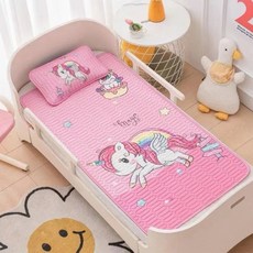 涼而不冰附嬰兒枕嬰兒床涼席寶寶床單冰絲墊涼蓆冰絲席嬰兒涼蓆冰絲床蓆, 1個, 乳膠粉獨角獸