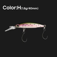 LETOYO 1 8g/40mm 미니 싱킹 미노우 루어 롱 혀 플레이트 미노우 낚시 루어 싱글 후크 레이저 코팅 송어 미끼 포함, 1.8g 40mm, H