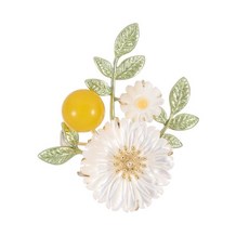 紐約精品 胸針花朵胸花(天然母貝小雛菊仿蜜蠟女飾品)，精緻胸針設計，展現優雅氣質，為服裝增添亮點, 圖片色, 1個