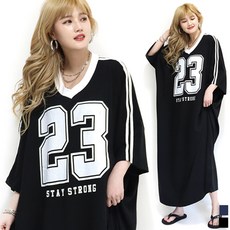 통통마녀 ] 슈퍼 23 V넥 반팔 원피스 2컬러 / 오버사이즈 / 6XL