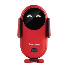 MCK科技 機器人造型無線充電手機支架 紅外線感應自動夾緊 適用多種出風口, 紅, MCK-CH01