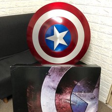 Hcmy二代更高規格美國隊長盾牌-更大面包裝更完美-十年經典-二代盾牌再造延續, 1個, 二代美國隊長盾牌含木頭底座, 紅白藍