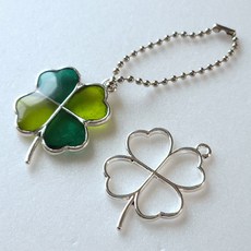 레진아트 금속 프레임 네잎클로버 옐로골드 실버, 1개