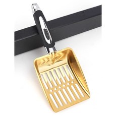 GL不銹鋼貓砂鏟大孔，適用膨潤土/豆腐砂，鏟屎神器, 亮金色, 1個