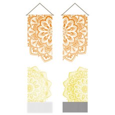 2개 침실 및 거실 장식용 직사각형 꽃무늬 폴리에스터 벽걸이 태피스트리 1160x330mm, 혼합색