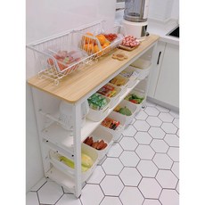 주방 조리대 작업대 간이테이블 렌지대 미니 베이킹 접이식 길이 아일랜드 공간활용, 60x35x80cm