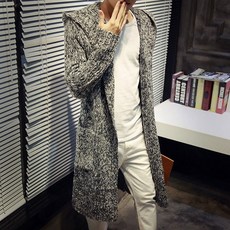 남성용 롱 카디건 오버핏 스웨터 롱가디건 봄 니트 겨울 남녀공용 솔리드 남자롱가디건, 1개, C. 회색 오버사이즈 스웨터