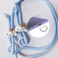 길이조절 시나모롤 마이멜로디 폼폼푸린 초등학생 핸드폰 휴대폰 키즈폰 스트랩, 1개, 블루곰돌이시나모롤
