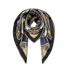 SHIROUYU 100% 멀베리 실크 스카프 109.2cm43인치 라지 스퀘어 숄 - 여성용 오버사이즈 머리띠 선물 포장 화이트-블루 141124, 블랙 - 1