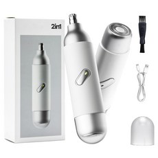 AURRA 2in1 코털 제거기 미니 코털 정리기 남성/여성 전동 코털깎이 콧털제거기 여행용, 흰색, K007