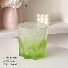 粉色玻璃水杯 少女心可愛威士忌酒杯, 1個, 春日綠/矮款 單隻裝 贈送杯刷