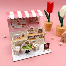 [두뇌활동] 3D 입체 종이 퍼즐 미니스토어 - 케이크샵, 1개