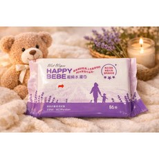 HAPPY BEBE 超純水濕紙巾無蓋86抽, 12個, 86個裝, 50g