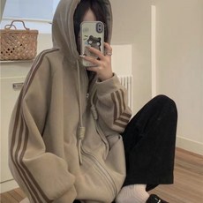 COSYEVNO 여성 맨투맨 겨울 스포티 집업 스타일 루즈핏 심플 긴팔 상의 BCXnswywt-5