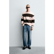 ZARA 소프트 스트럭처 스웨터 - Brown Stripes