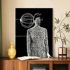 흑백 라인 아트 그림 서예 캔버스 포스터 벽 예술 미적 장식 거실, A. 15X20cmFrameless