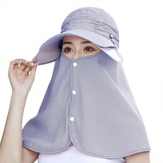 여성용 여름 챙이 넓은 햇빛 차단 모자 페이스 넥 커버 아웃도어 사이클링 낚시 해변 자외선 차단 햇빛 가리개 바이저 캡 네이비 블루 단일 사이즈