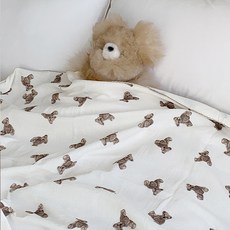 유아 이불 신생아 아기 순면 여름 신생아 이중 거즈 블랭킷, 곰돌이