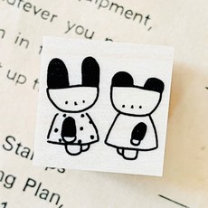 莫莫日貨日本製 Ikhanko 兔兔熊熊木質印章 手帳裝飾, 1個