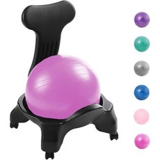 CMYUN교체 가능한 공이 있는 요가볼 의자 인체공학적 사무실 홈 교실용 안정성 바퀴 달린 운동볼 시트 등받이 컬러 블루, Rose, Rose
