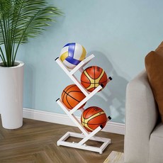 배구 정리 축구 진열대농구 삼중지휠23 전시 받침대 스포츠 공보관대, 1개, 4칸 화이트