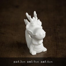 茶寵擺件十二生肖白瓷龍精品可養茶臺茶盤手工茶偶可愛功夫茶配件, 1個, 祈福龍