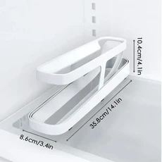1pc 자동 스크롤 계란 랙 홀더 트레이 롤다운 냉장고 계란 디스펜서 주방 냉장고 보관 상자 식품 보관, 01 White