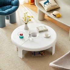 북유럽 모듈 원형 테이블 수납장 선반 협탁 모듈형 진열장 미드센츄리 분리형 가구, 4세트, 화이트