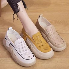 여성 펀칭 슬립온 편안한 로퍼 여자신발 쿠션운동화 여름신발 키높이 5cm 통굽 샌들 사무실슬리퍼 캐주얼스니커즈 쿠셔닝 스니커즈