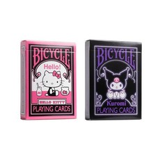Bicycle 헬로 키티 플레잉 카드 블랙 & 핑크 덱 1개, Hello Kitty + Kuromi