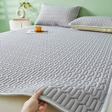 Surkat 천연 라텍스 사계절 방습 침대 매트 여름 냉감 패드 차가운 침대 쿨매트 하이클래스, 5mm, 그레이