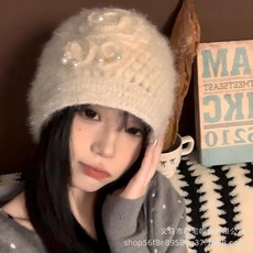 2025秋冬新款 小衆手工鈎織立體花朵套頭帽子女秋冬季毛綫帽優雅氣質百搭包頭帽 P