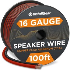 인스톨기어 16 게이지 스피커 케이블 100피트 진품 소프트 터치 오디오 와이어 차량 스테레오 홈 시어터 서라운드 사운드용 유연한 AWG 간편한 설치 빨강검정, 100 feet